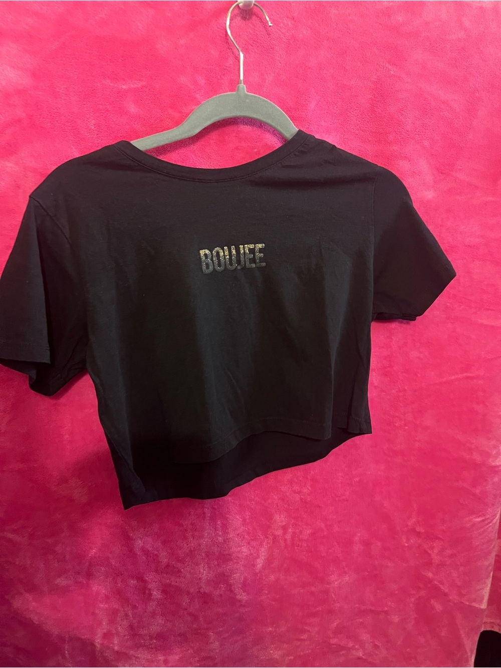 The Limited Black Cropped Tee with Metallic 'BOUJEE' Logo